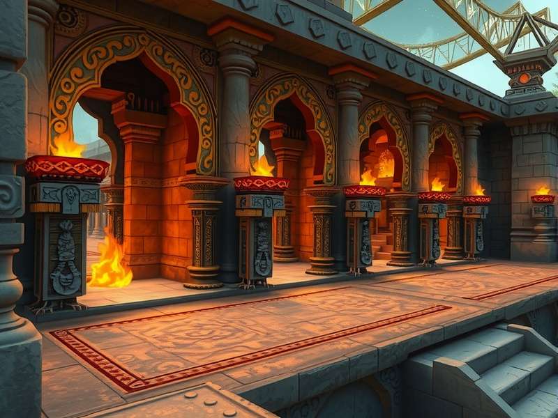 Sacred Ruins Expedition gameplay screenshot showing ancient temple exploration